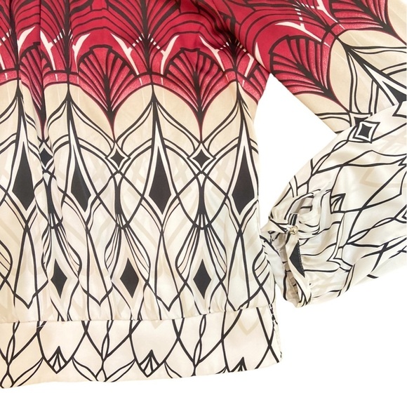 White House Black Market Red and Cream Blouse - Picture 7 of 11